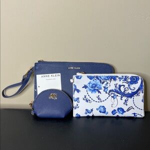 Anne Klein | “Midnight” Floral Wristlet Trio Pouch Set